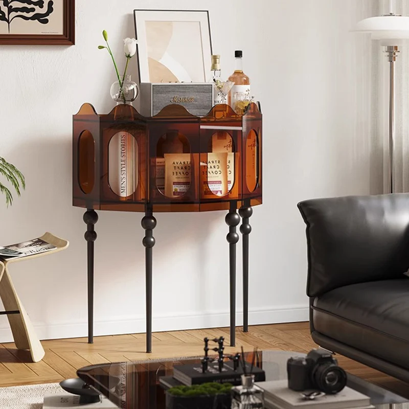 Traditional Vintage Acrylic & Carbon Steel Hexagonal Entrance Cabinet For Living Room, Entryways