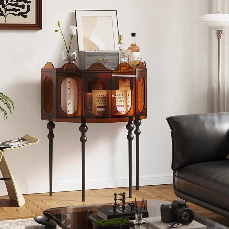 Traditional Vintage Acrylic & Carbon Steel Hexagonal Entrance Cabinet For Living Room, Entryways