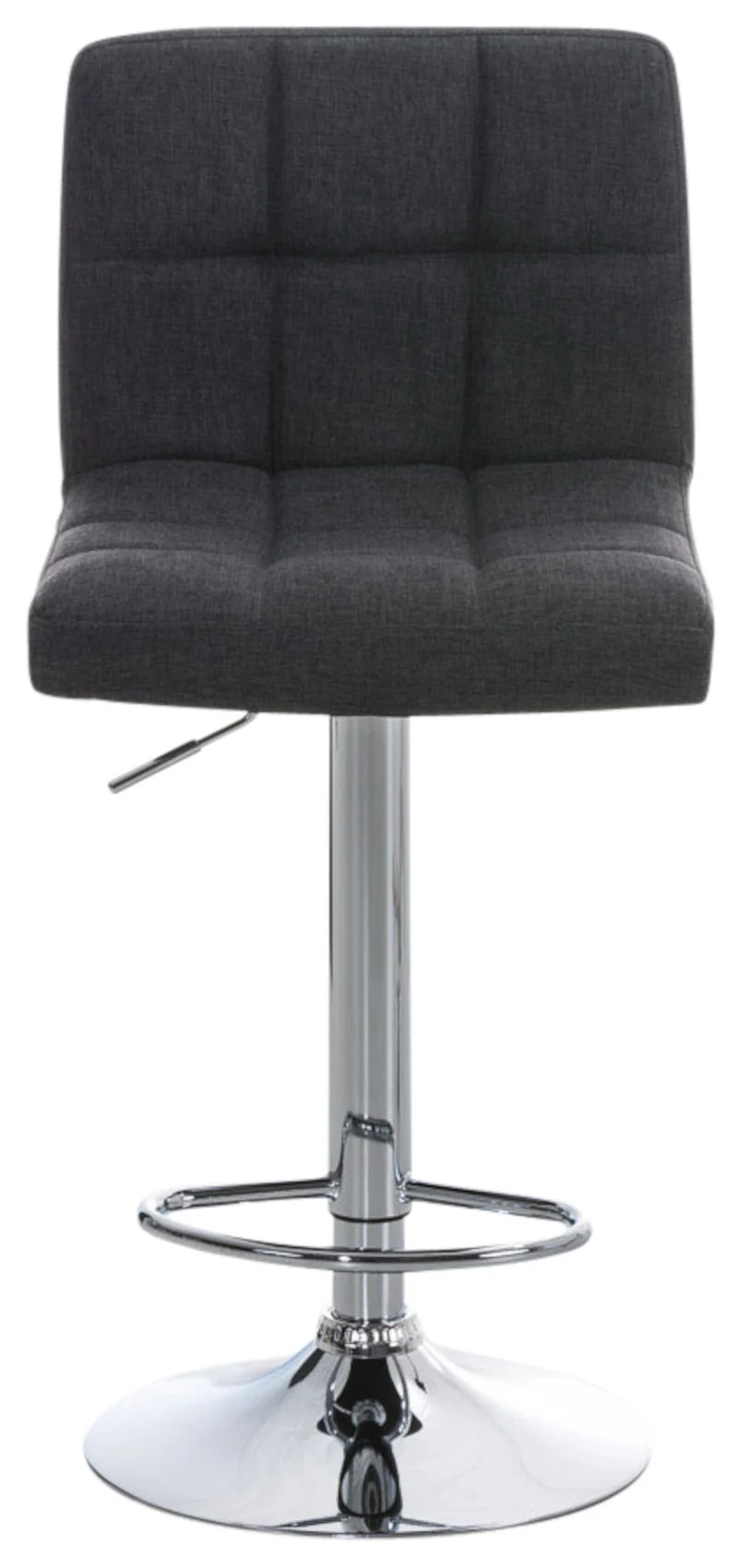 Lot de 2 tabourets de bar design rétro moderne surpiqûres carrées en tissu gris foncé et métal chromé 10_0006134