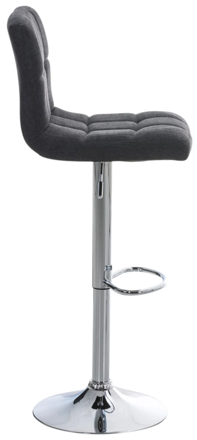 Lot de 2 tabourets de bar design rétro moderne surpiqûres carrées en tissu gris foncé et métal chromé 10_0006134