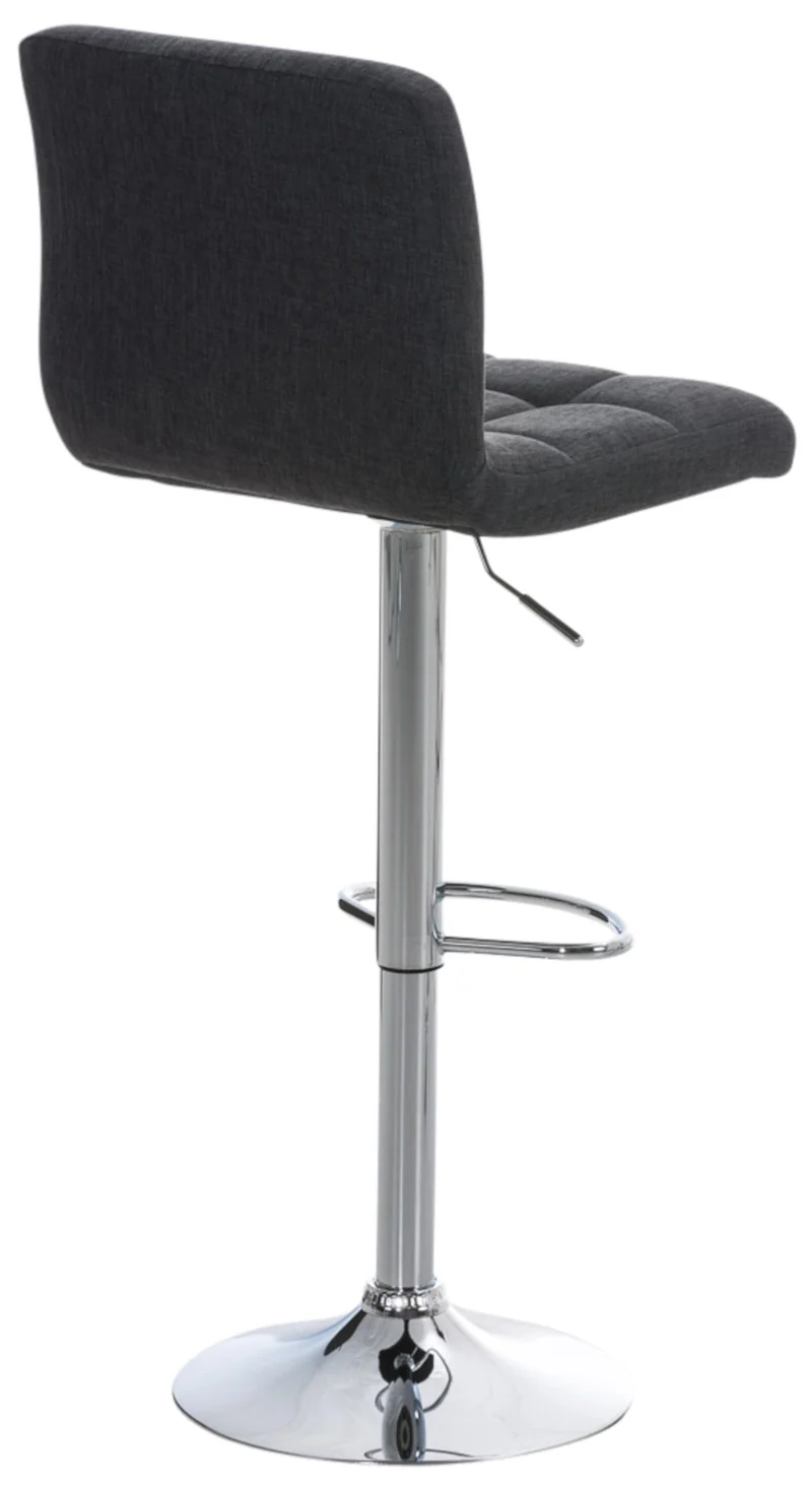Lot de 2 tabourets de bar design rétro moderne surpiqûres carrées en tissu gris foncé et métal chromé 10_0006134