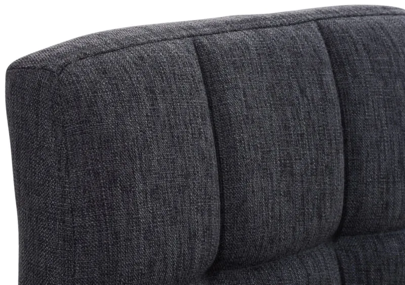 Lot de 2 tabourets de bar design rétro moderne surpiqûres carrées en tissu gris foncé et métal chromé 10_0006134
