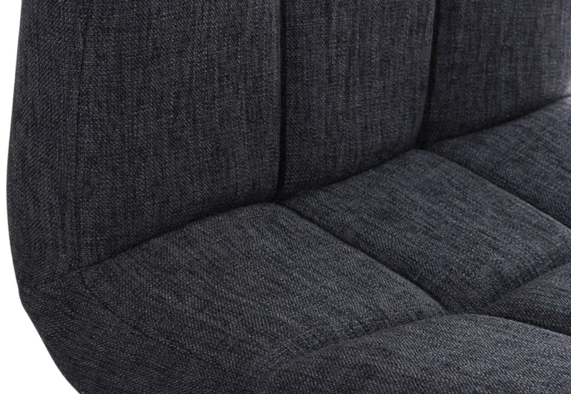 Lot de 2 tabourets de bar design rétro moderne surpiqûres carrées en tissu gris foncé et métal chromé 10_0006134
