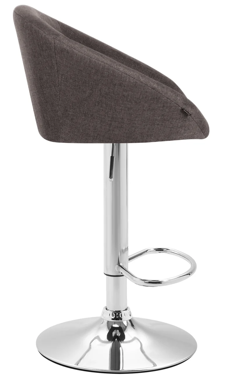 Lot de 2 tabourets de bar chaises hautes design moderne en tissu gris foncé et métal chromé 10_0006322
