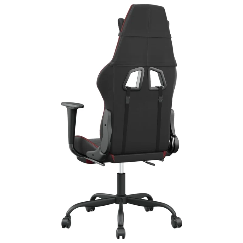 Fauteuil de bureau chaise gaming sur roulettes avec repose-pieds en PVC noir bordeaux DEC025809