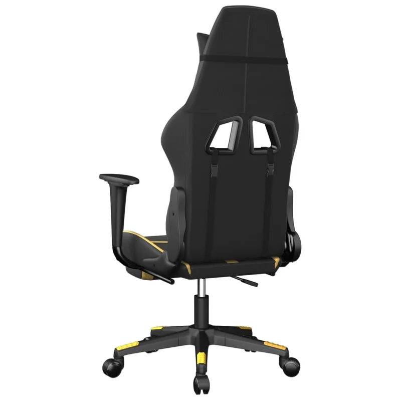 Fauteuil de bureau chaise gaming sur roulettes avec repose-pieds en PVC noir et doré DEC025774