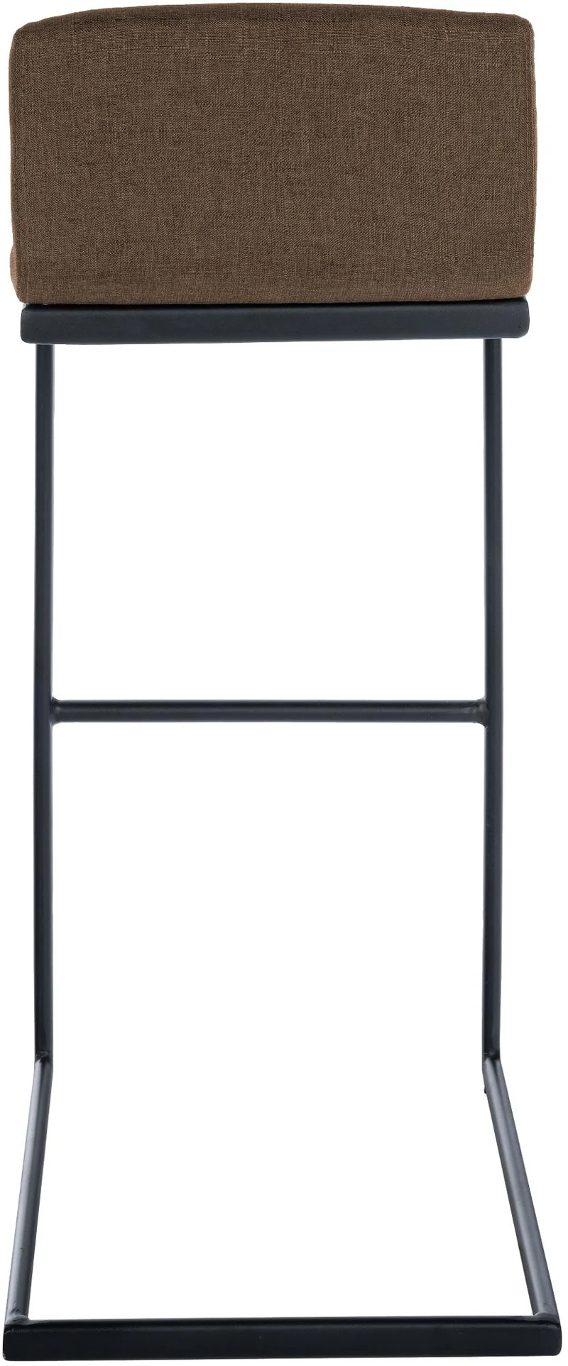 Tabouret de bar x1 design minimaliste assise en tissu marron piètement en U métal noir repose-pieds 10_0006214