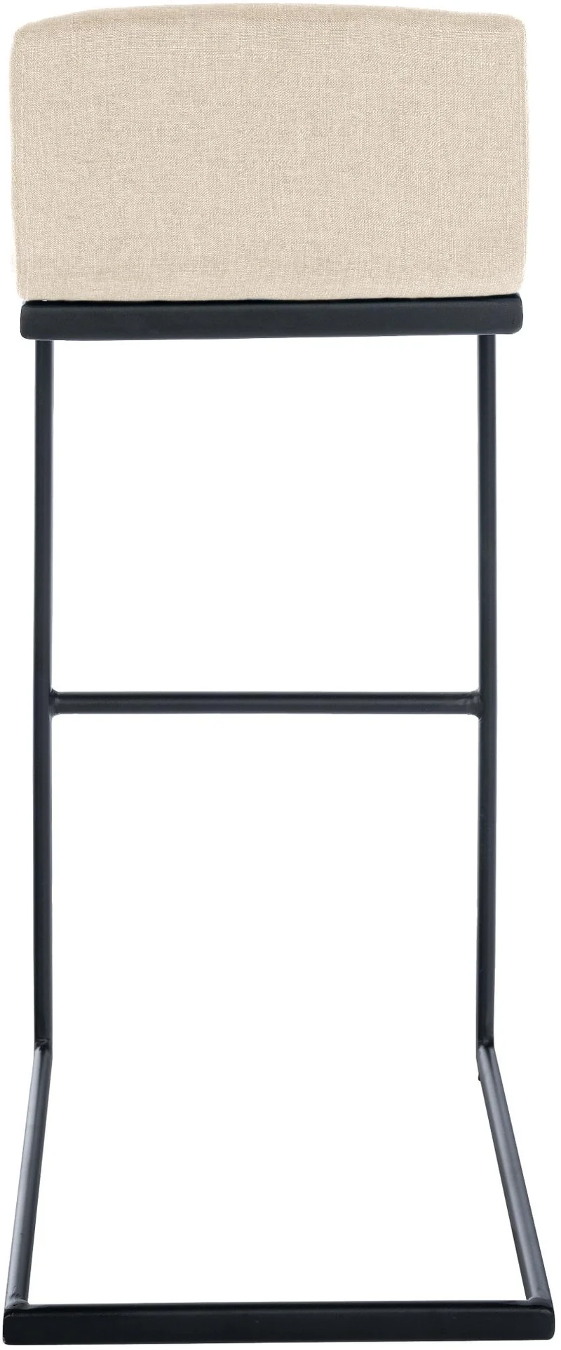 Tabouret de bar x1 design minimaliste assise en tissu crème piètement en U métal noir repose-pieds 10_0006095