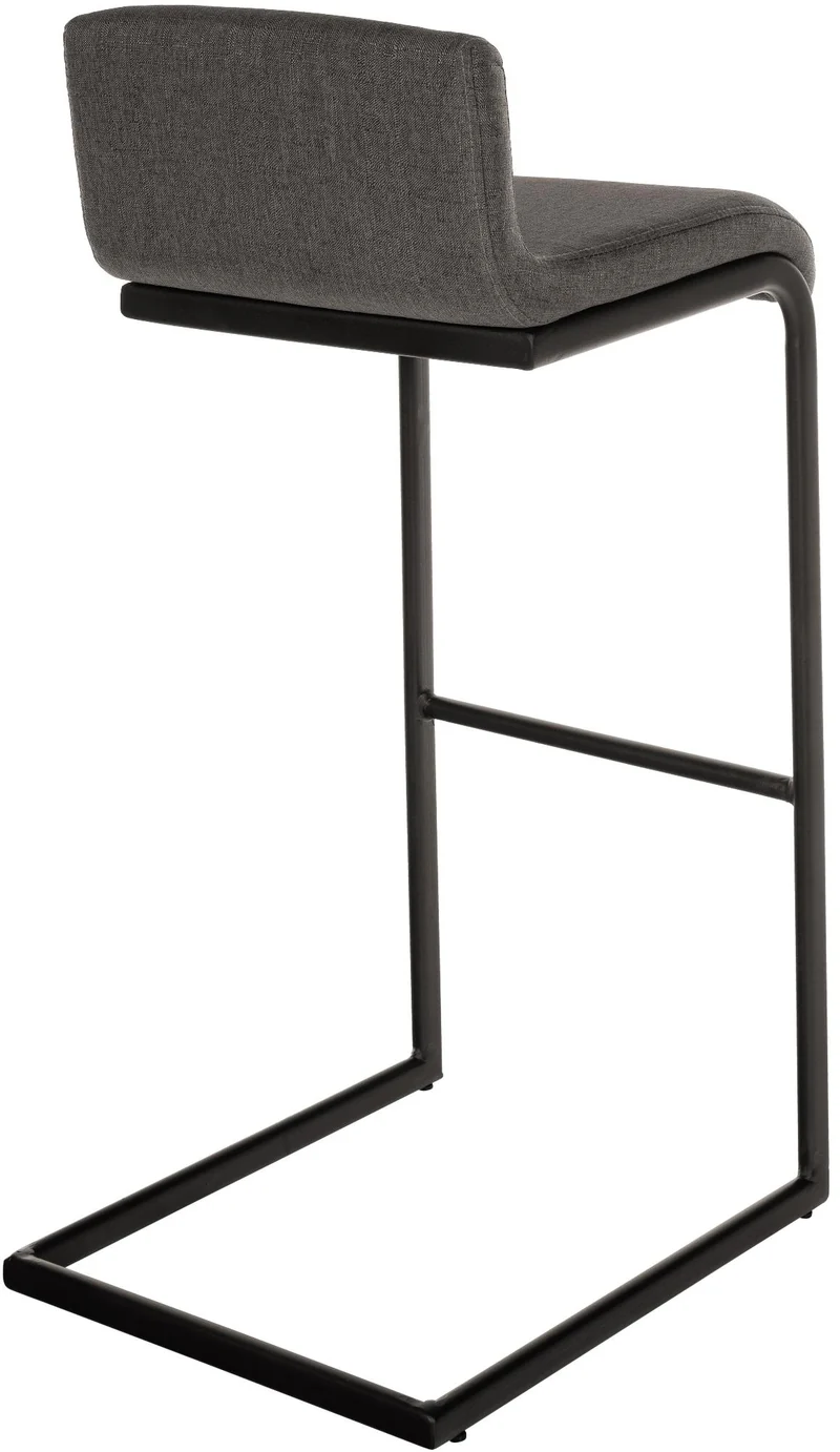 Tabouret de bar x1 design minimaliste assise en tissu gris foncé piètement en U métal noir repose-pieds 10_0006094