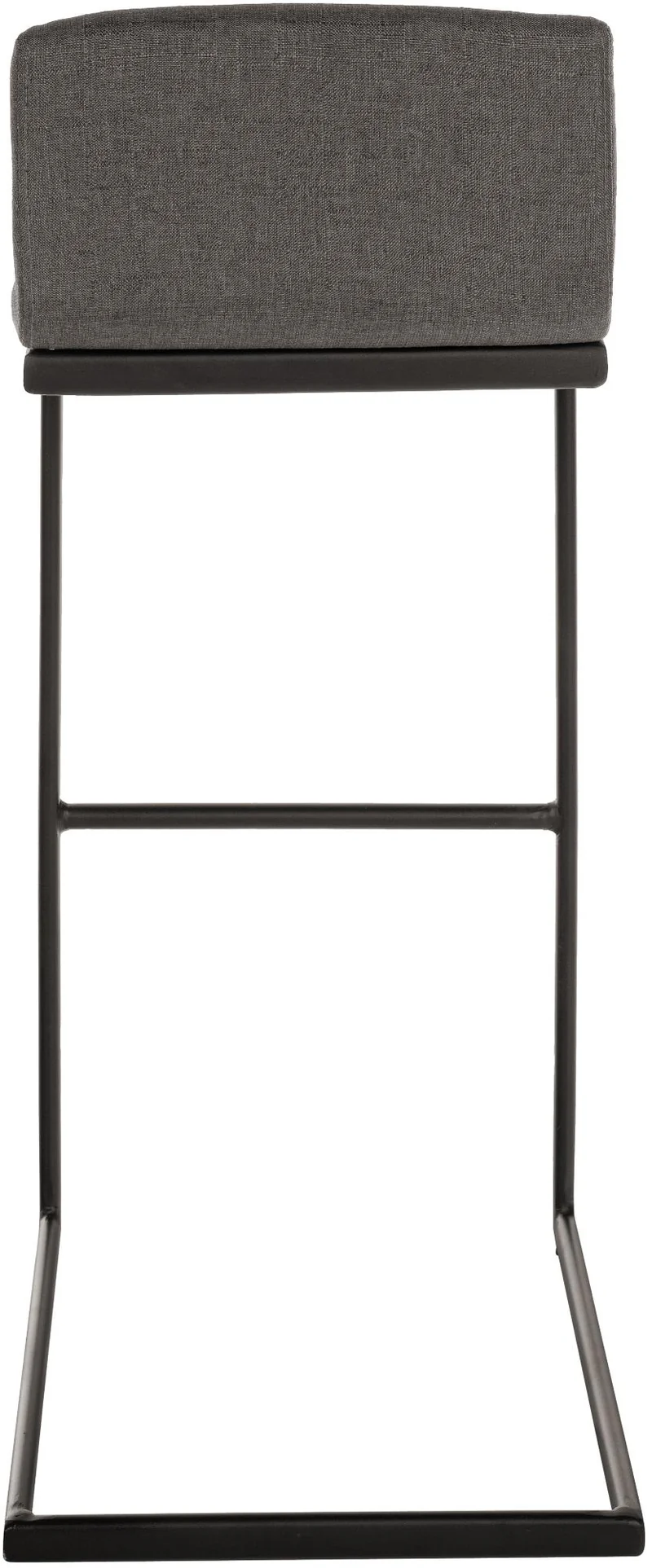 Tabouret de bar x1 design minimaliste assise en tissu gris foncé piètement en U métal noir repose-pieds 10_0006094