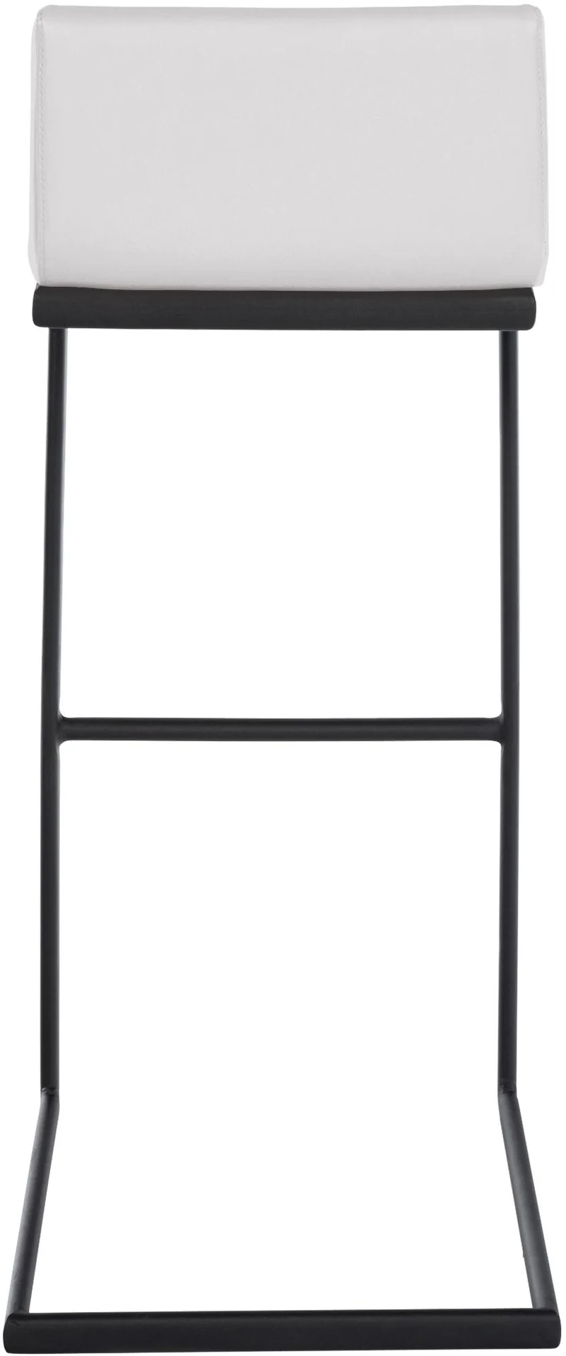 Tabouret de bar x1 design minimaliste assise en PVC blanc piètement en U métal noir repose-pieds 10_0006093