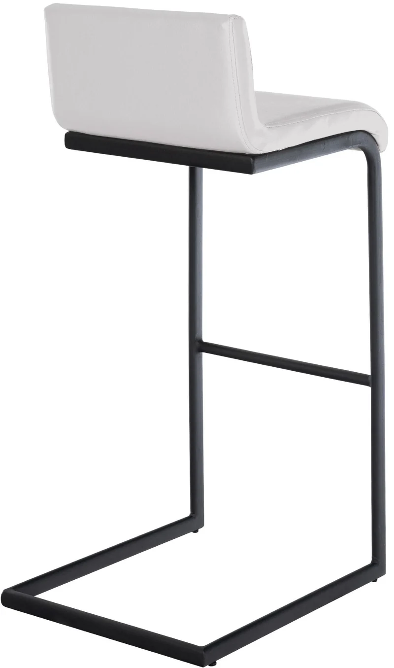 Tabouret de bar x1 design minimaliste assise en PVC blanc piètement en U métal noir repose-pieds 10_0006093
