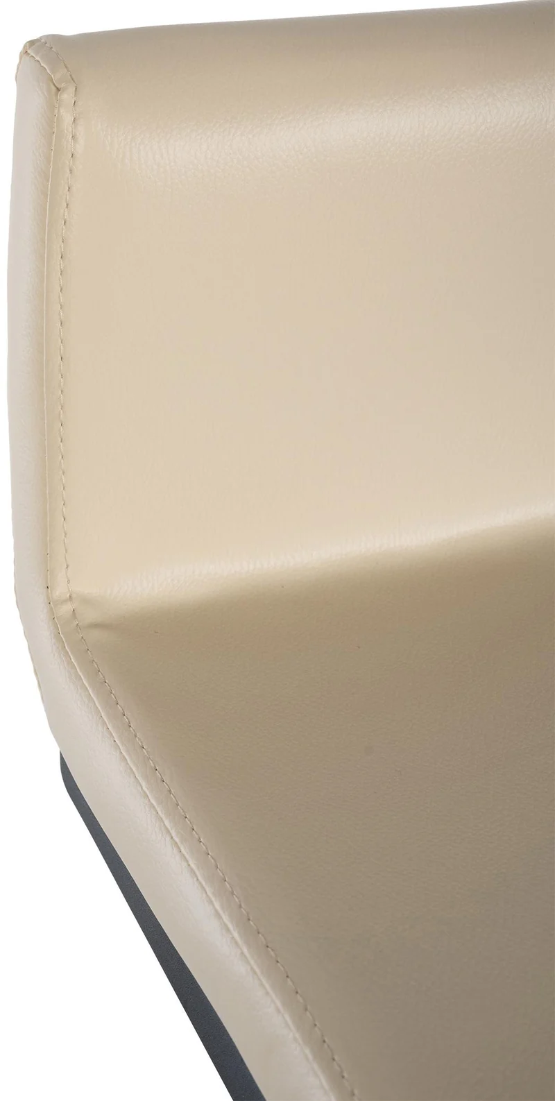 Tabouret de bar x1 design minimaliste assise en PVC crème piètement en U métal noir repose-pieds 10_0006083