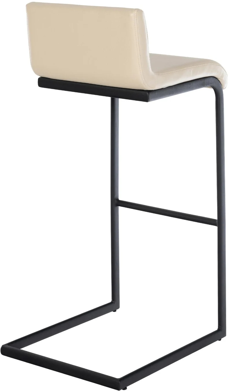 Tabouret de bar x1 design minimaliste assise en PVC crème piètement en U métal noir repose-pieds 10_0006083