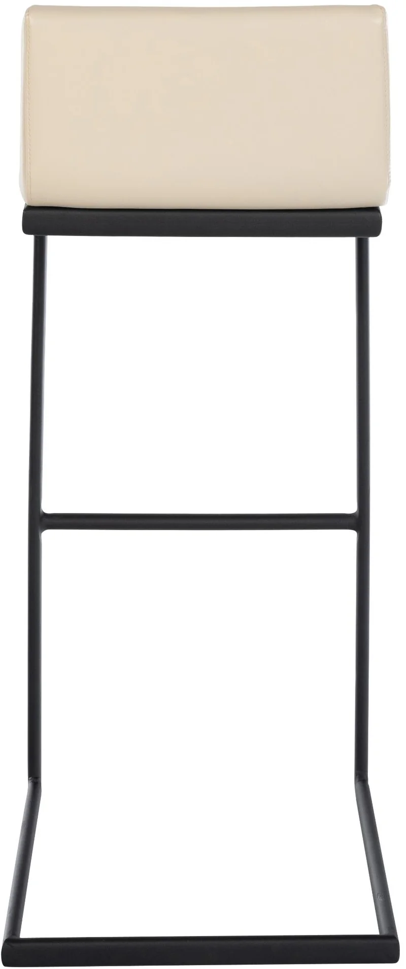 Tabouret de bar x1 design minimaliste assise en PVC crème piètement en U métal noir repose-pieds 10_0006083