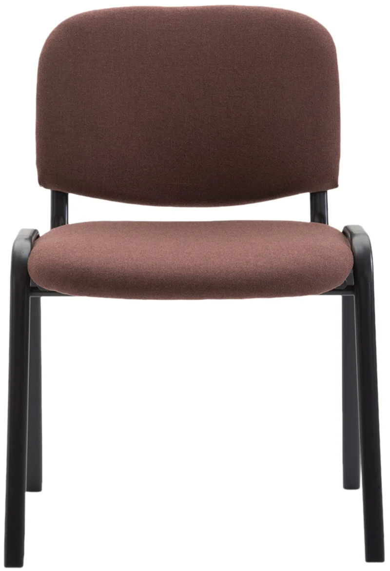Chaise visiteur empilable zone d'attente en tissu marron piètement à 4 pieds en métal noir 10_0003397