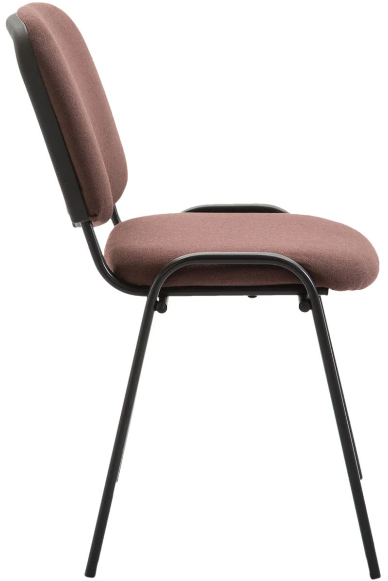 Chaise visiteur empilable zone d'attente en tissu marron piètement à 4 pieds en métal noir 10_0003397