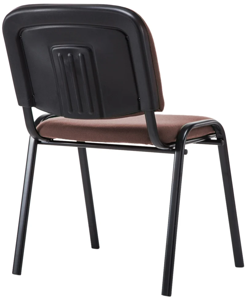 Chaise visiteur empilable zone d'attente en tissu marron piètement à 4 pieds en métal noir 10_0003397
