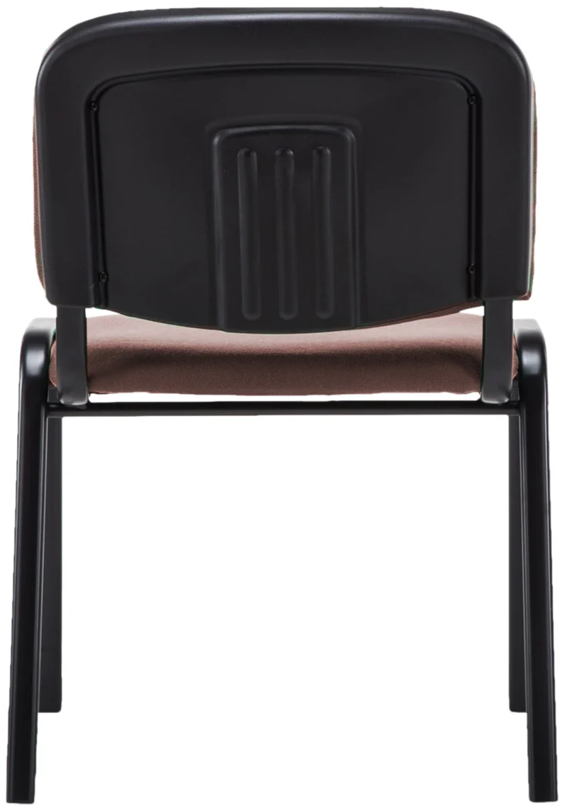 Chaise visiteur empilable zone d'attente en tissu marron piètement à 4 pieds en métal noir 10_0003397