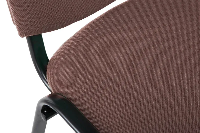 Chaise visiteur empilable zone d'attente en tissu marron piètement à 4 pieds en métal noir 10_0003397