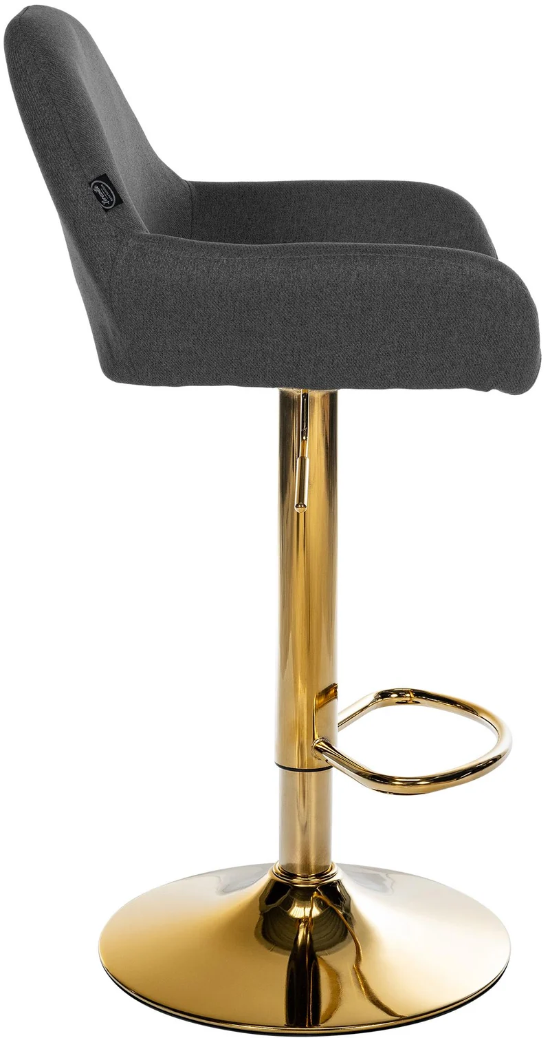 Lot de 2 tabourets de bar repose-pieds en forme d'arc en métal doré assise en tissu noir TDB10795