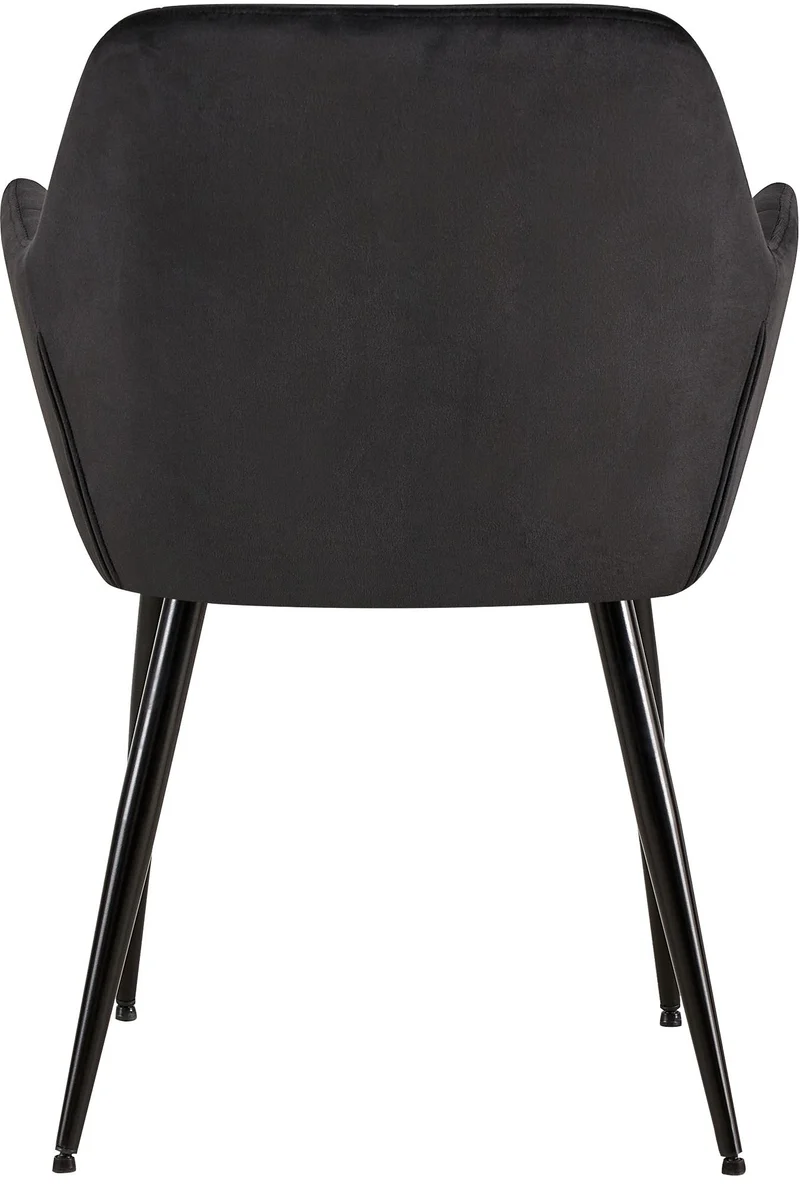 Chaise de salle à manger bureau coutures décoratives carrées en velours noir pieds en métal noir 10_0001898