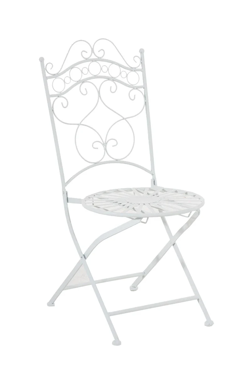 Chaise de jardin terrasse balcon design rustique en fer forgé blanc 10_0003006