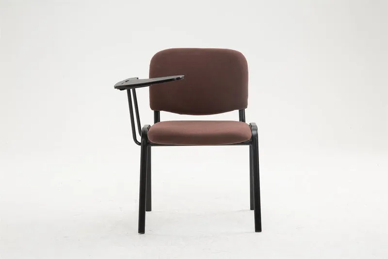 Chaise visiteur zone d'attente avec une petite table rabattable en tissu marron piètement à 4 pieds en métal 10_0002772