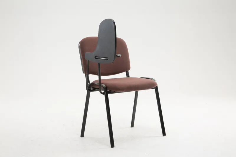 Chaise visiteur zone d'attente avec une petite table rabattable en tissu marron piètement à 4 pieds en métal 10_0002772