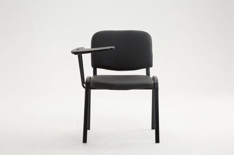 Chaise visiteur zone d'attente avec une petite table rabattable en tissu noir piètement à 4 pieds en métal 10_0002768