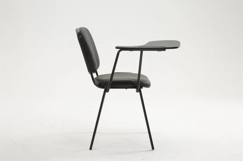 Chaise visiteur zone d'attente avec une petite table rabattable en tissu noir piètement à 4 pieds en métal 10_0002768