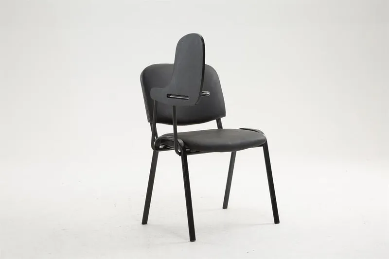 Chaise visiteur zone d'attente avec une petite table rabattable en tissu noir piètement à 4 pieds en métal 10_0002768