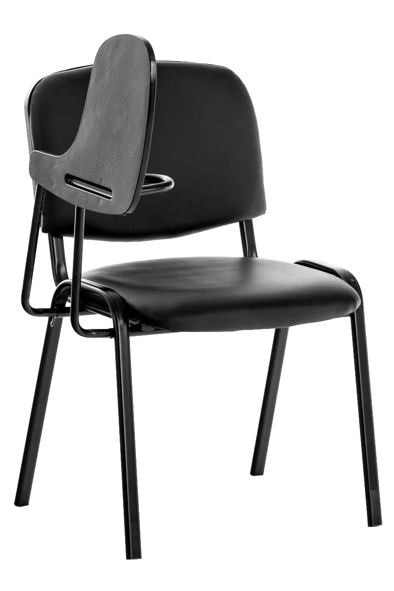 Chaise visiteur zone d'attente avec une petite table rabattable en tissu noir piètement à 4 pieds en métal 10_0002768