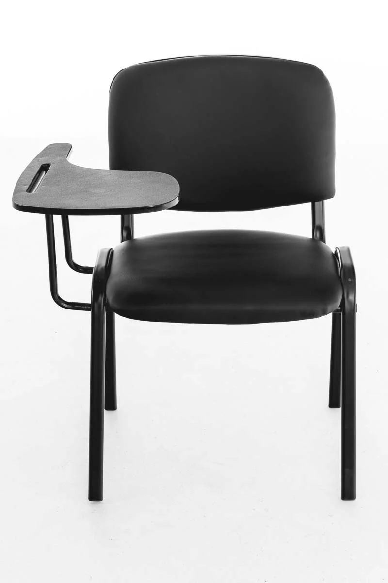 Chaise visiteur zone d'attente avec une petite table rabattable en tissu noir piètement à 4 pieds en métal 10_0002768
