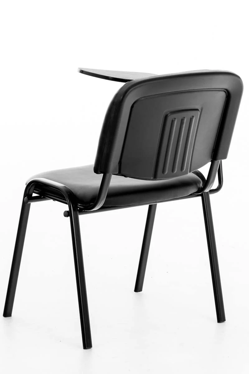 Chaise visiteur zone d'attente avec une petite table rabattable en tissu noir piètement à 4 pieds en métal 10_0002768