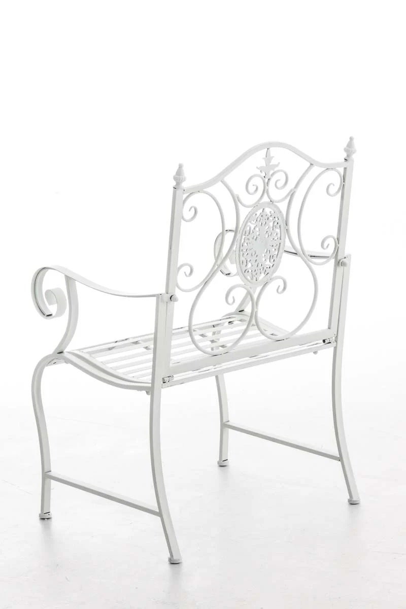 Chaise de jardin balcon terrasse avec accoudoirs design rustique en métal blanc 10_0003027