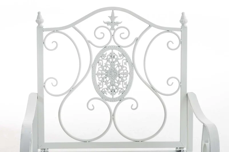 Chaise de jardin balcon terrasse avec accoudoirs design rustique en métal blanc 10_0003027