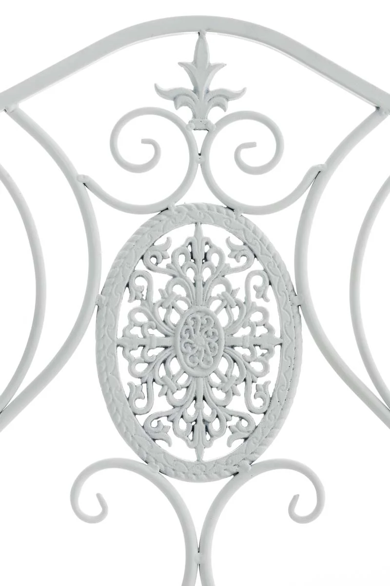 Chaise de jardin balcon terrasse avec accoudoirs design rustique en métal blanc 10_0003027