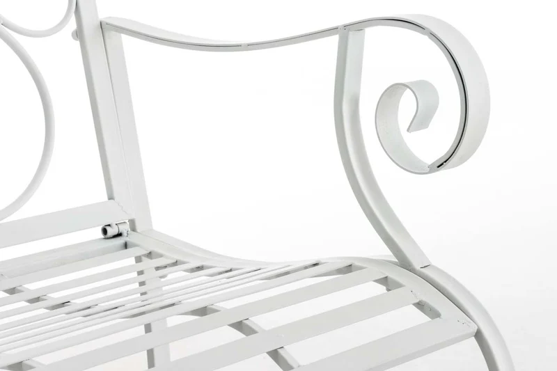 Chaise de jardin balcon terrasse avec accoudoirs design rustique en métal blanc 10_0003027