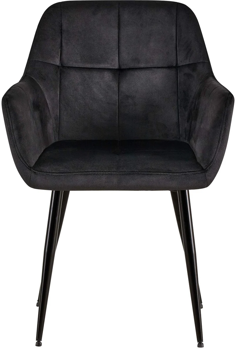 Lot de 2 chaises de salle à manger design retro coutures décoratives en carrées assise en velours noir 10_0001538