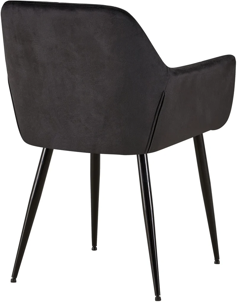 Lot de 2 chaises de salle à manger design retro coutures décoratives en carrées assise en velours noir 10_0001538