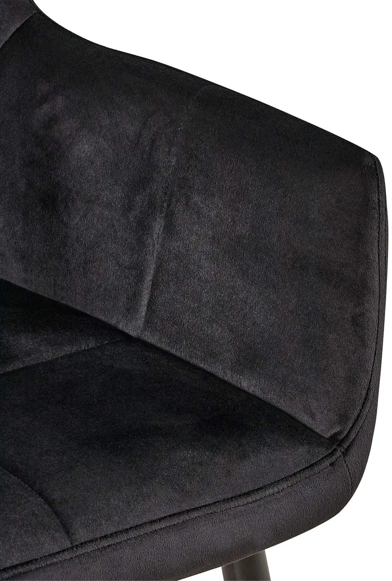 Lot de 2 chaises de salle à manger design retro coutures décoratives en carrées assise en velours noir 10_0001538