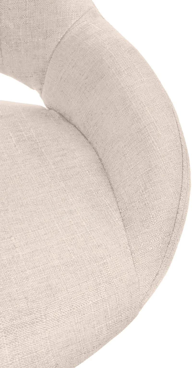 Tabouret de bar x1 avec repose-pieds pivotant et réglable en tissu crème et métal 10_0005218