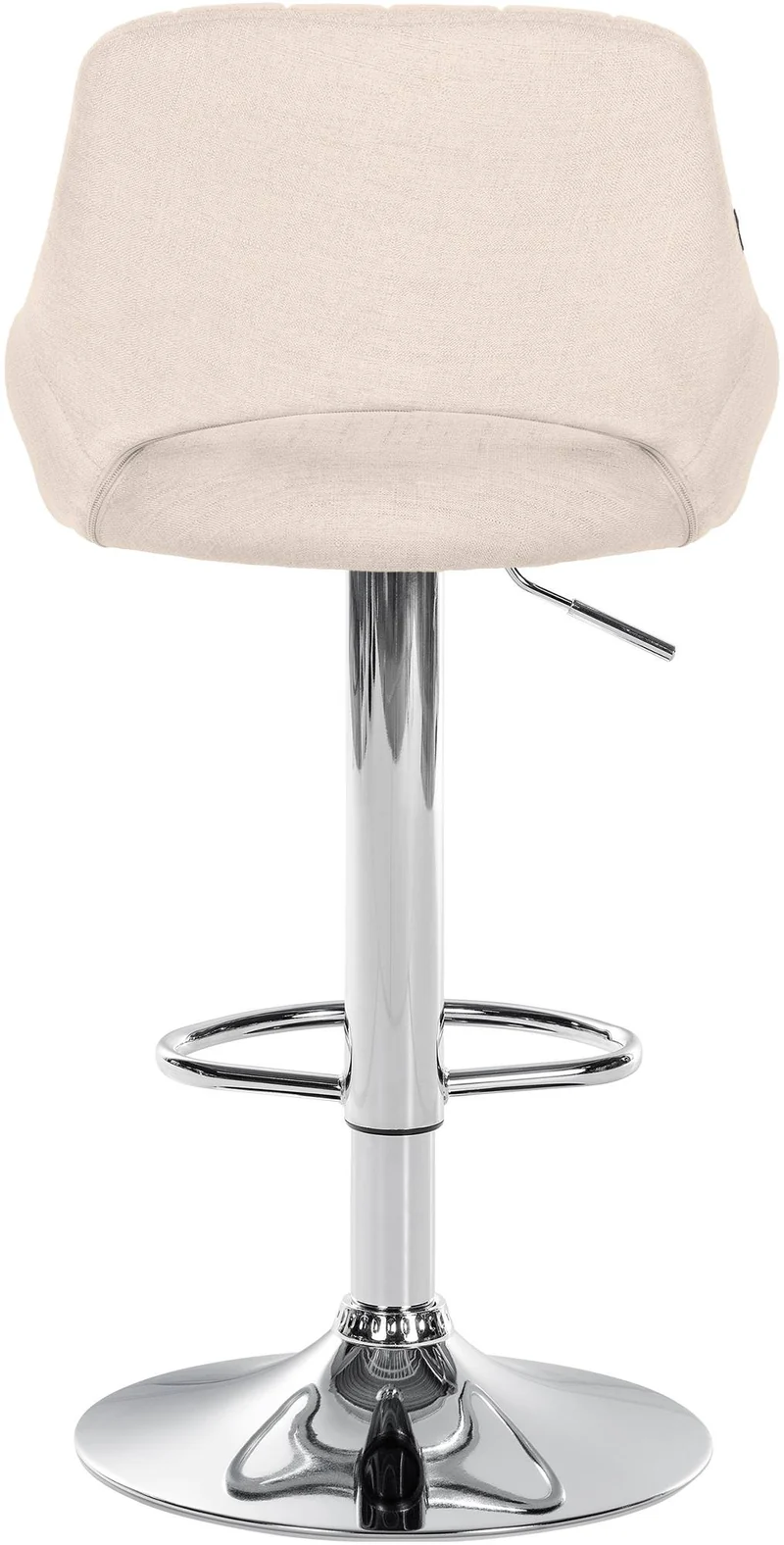 Tabouret de bar x1 avec repose-pieds pivotant et réglable en tissu crème et métal 10_0005218