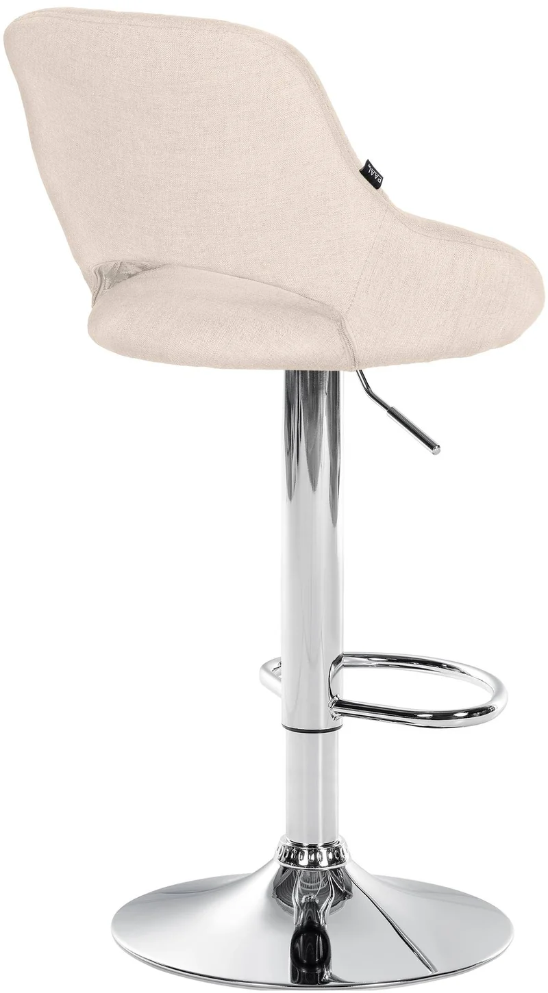 Tabouret de bar x1 avec repose-pieds pivotant et réglable en tissu crème et métal 10_0005218