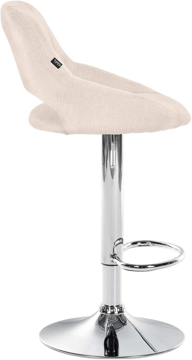 Tabouret de bar x1 avec repose-pieds pivotant et réglable en tissu crème et métal 10_0005218