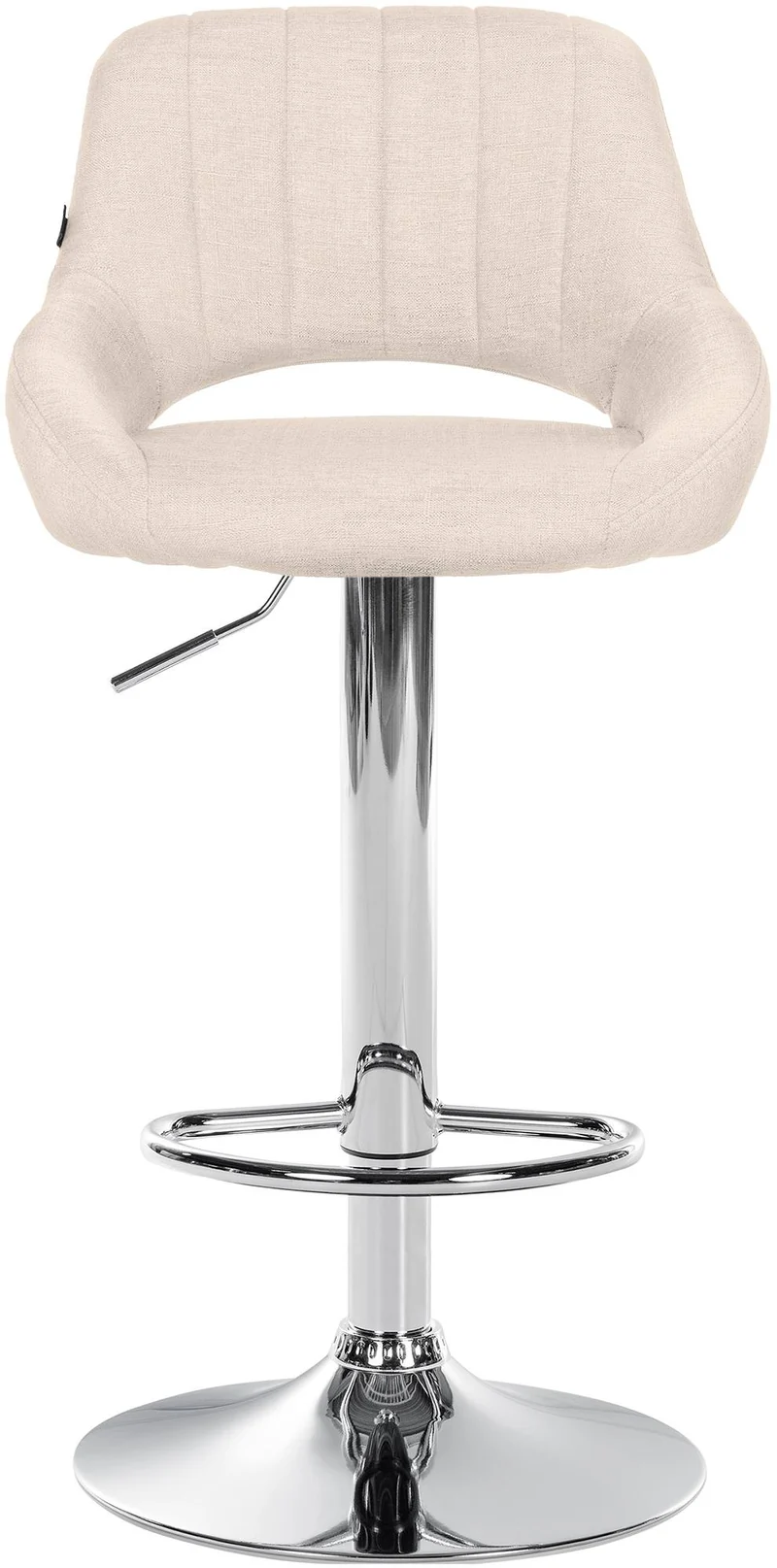 Tabouret de bar x1 avec repose-pieds pivotant et réglable en tissu crème et métal 10_0005218