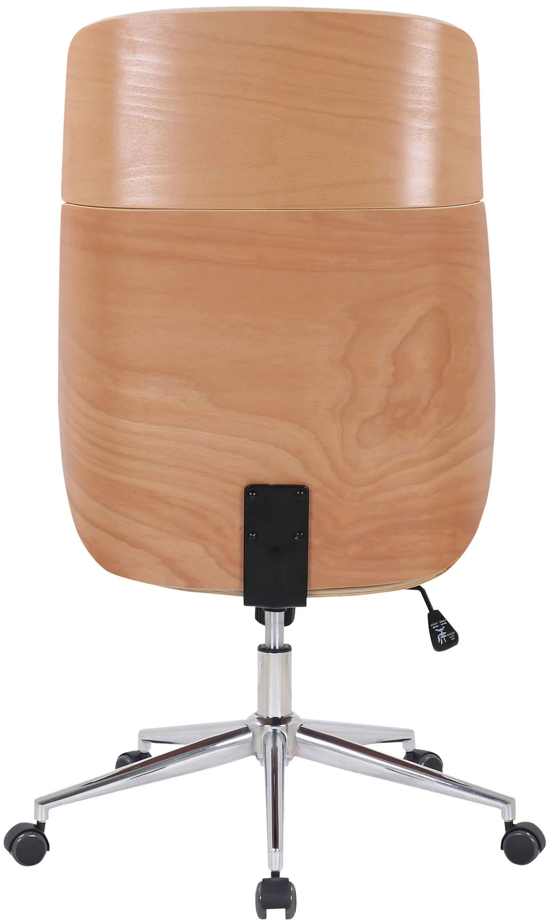 Fauteuil de bureau dossier haut avec roulettes synthétique crème et bois clair hauteur réglable BUR10458