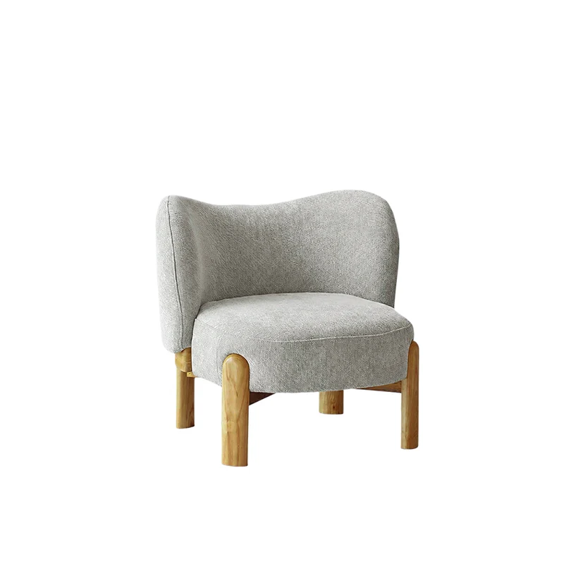 Contemporary Luxury Round Chenille Upholstered Rubberwood Legs Accent Chair Wing Back For Living Room