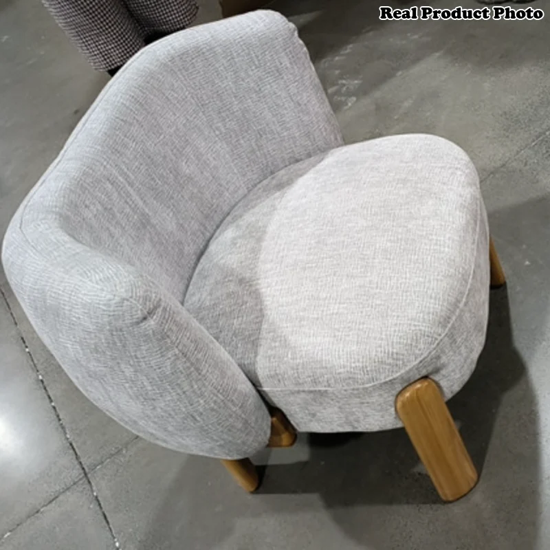 Contemporary Luxury Round Chenille Upholstered Rubberwood Legs Accent Chair Wing Back For Living Room